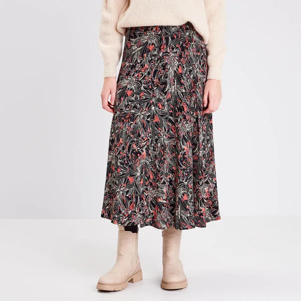 Vib's Jupe Longue évasée Fluide Noir Femme 4 Vib's Jupe Longue évasée Fluide Noir Femme – Image 2