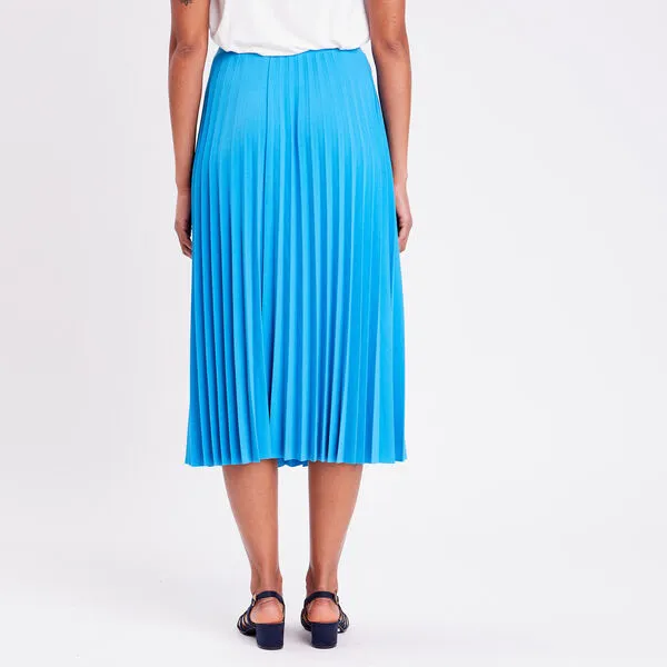Vib's Jupe Longue évasée Plissée Bleu Femme 5 Vib's Jupe Longue évasée Plissée Bleu Femme – Image 3