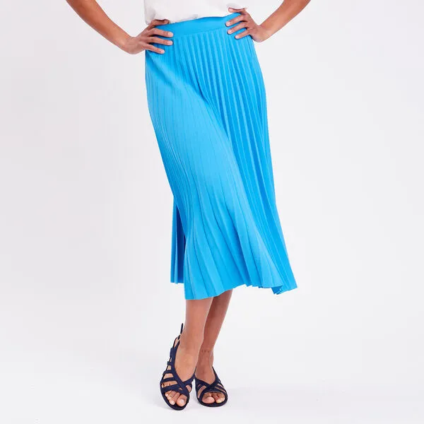 Vib's Jupe Longue évasée Plissée Bleu Femme 3 Vib's Jupe Longue évasée Plissée Bleu Femme