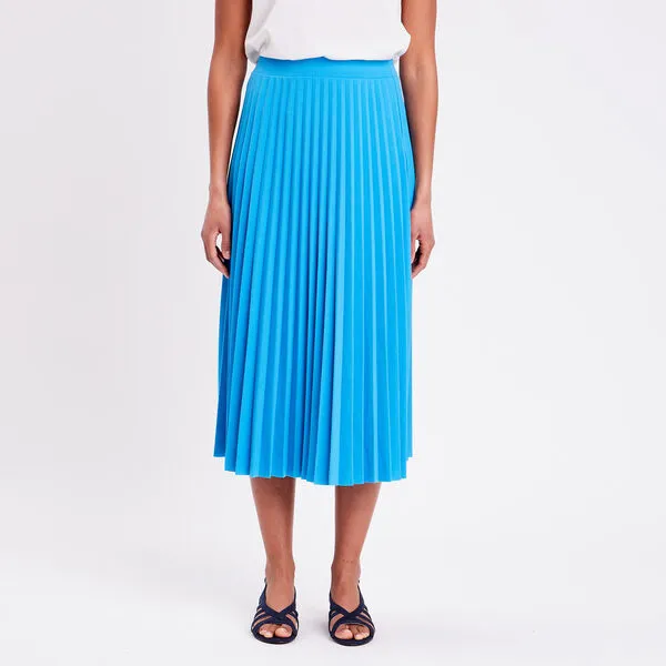 Vib's Jupe Longue évasée Plissée Bleu Femme 4 Vib's Jupe Longue évasée Plissée Bleu Femme – Image 2