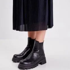 Vib's Jupe Longue évasée Plissée Noir Femme -Robe Boutique jupe longue evasee plissee noir femme d1 36125242920350866