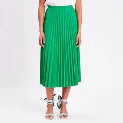 Vib's Jupe Longue évasée Plissée Vert Femme -Robe Boutique jupe longue evasee plissee vert femme fp 36125312270204519