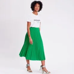 Vib's Jupe Longue évasée Plissée Vert Femme -Robe Boutique jupe longue evasee plissee vert femme si 36125312270204519