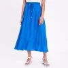 Vib's Jupe Longue évasée Satin Bleu Roi Femme