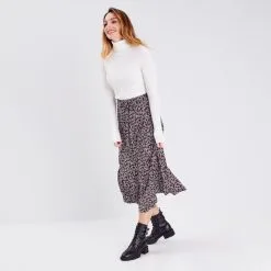 Vib's Jupe Midi évasée Denim Noir Femme -Robe Boutique jupe midi evasee denim noir femme si 36125392260145267