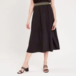 Vib's Jupe Midi évasée élastiquée Noir Femme -Robe Boutique jupe midi evasee elastiquee noir femme fp 36125312270091001