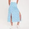 Vib's Jupe Midi évasée Fendue Bleu Femme -Robe Boutique jupe midi evasee fendue bleu femme dc 36125312270215497