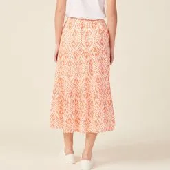 Vib's Jupe Midi évasée Volantée Orange Femme -Robe Boutique jupe midi evasee volantee orange femme b 36125212920113978