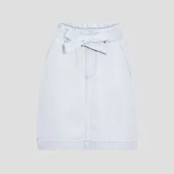 Vib's Jupe Paperbag En Jean Denim Bleach Femme -Robe Boutique jupe paperbag en jean denim bleach femme fg 36125282910430245