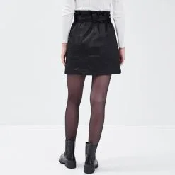 Vib's Jupe Paperbag Enduite Noir Femme -Robe Boutique jupe paperbag enduite noir femme b 36125372250531001