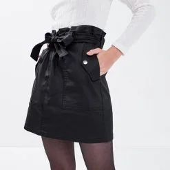 Vib's Jupe Paperbag Enduite Noir Femme
