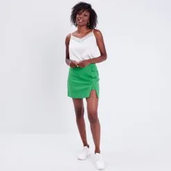 Vib's Jupe-short Droite Vert Femme -Robe Boutique jupe short droite vert femme si 36125392220814519