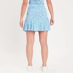 Vib's Jupe-short évasée Volantée Bleu Femme -Robe Boutique jupe short evasee volantee bleu femme b 36125312250315497
