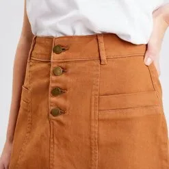 Vib's Jupe Trapèze En Jean Marron Femme 11 Vib's Jupe Trapèze En Jean Marron Femme -Robe Boutique jupe trapeze en jean marron femme d1 36125212910690321