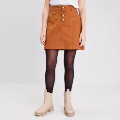 Vib's Jupe Trapèze En Jean Marron Femme