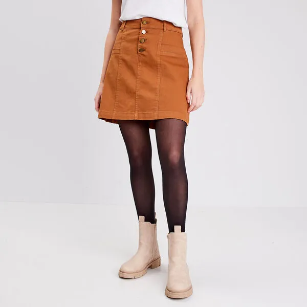 Vib's Jupe Trapèze En Jean Marron Femme 4 Vib's Jupe Trapèze En Jean Marron Femme – Image 2