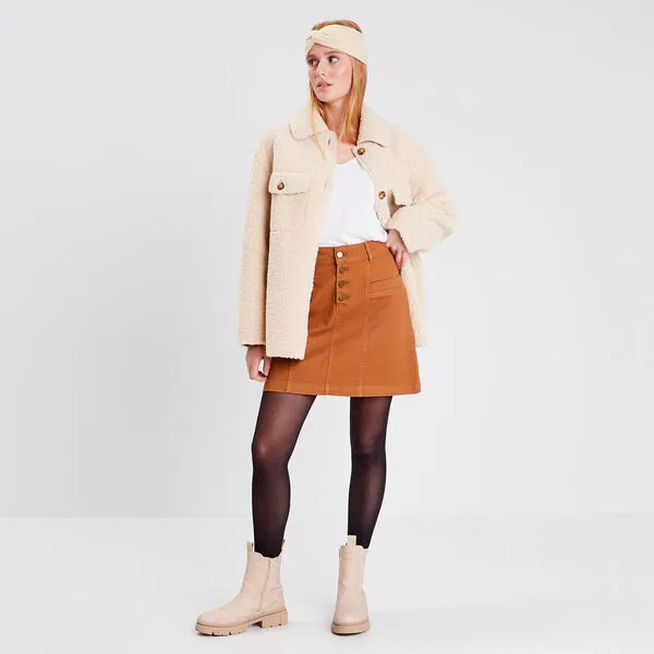 Vib's Jupe Trapèze En Jean Marron Femme 8 Vib's Jupe Trapèze En Jean Marron Femme – Image 6