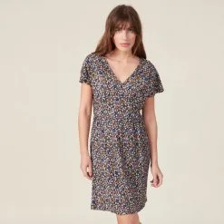 Vib's Robe à Manches Courtes Multicolore Femme