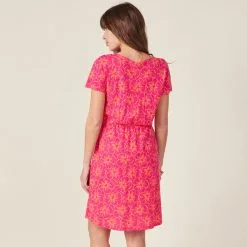 Vib's Robe à Manches Courtes Rose Fushia Femme -Robe Boutique robe a manches courtes rose fushia femme b 36125212810803958
