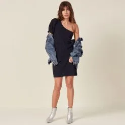 Vib's Robe Ajustée Asymétrique Bleu Marine Femme -Robe Boutique robe ajustee asymetrique bleu marine femme si 36125212810970085