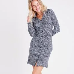 Vib's Robe Chemise à Manches Longues Bleu Clair Femme