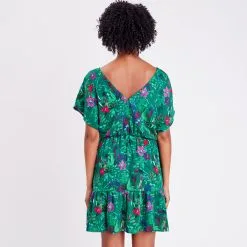 Vib's Robe Cintrée Manches Courtes Vert Femme -Robe Boutique robe cintree manches courtes vert femme b 36125313310355300