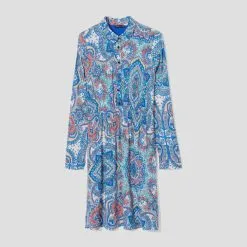 Vib's Robe Cintrée Smockée Bleu Ciel Femme