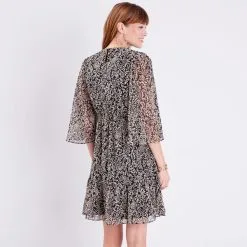 Vib's Robe Courte à Manches 3/4 Noir Femme -Robe Boutique robe courte a manches 34 noir femme b 36125143701024197