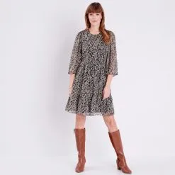 Vib's Robe Courte à Manches 3/4 Noir Femme -Robe Boutique robe courte a manches 34 noir femme si 36125143701024197