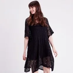 Vib's Robe De Plage Longue Crochet Noir Femme