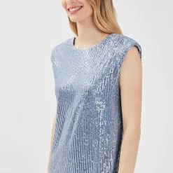 Vib's Robe Droite Avec Sequins Gris Argent Femme -Robe Boutique robe droite avec sequins gris argent femme d1 36125353240330445