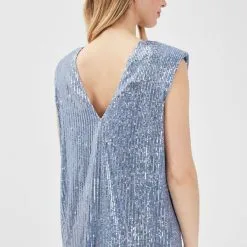 Vib's Robe Droite Avec Sequins Gris Argent Femme -Robe Boutique robe droite avec sequins gris argent femme d2 36125353240330445