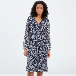 Vib's Robe Droite Bas Plissé Bleu Foncé Femme -Robe Boutique robe droite bas plisse noir femme fp 36125153720394215