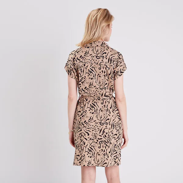 Vib's Robe Droite Boutonnée Beige Femme 5 Vib's Robe Droite Boutonnée Beige Femme – Image 3