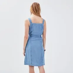 Vib's Robe Droite Boutonnée Denim Double Stone Femme -Robe Boutique robe droite boutonnee denim double stone femme b 36125113701030312