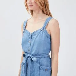 Vib's Robe Droite Boutonnée Denim Double Stone Femme -Robe Boutique robe droite boutonnee denim double stone femme d1 36125113701030312