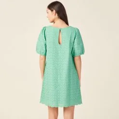 Vib's Robe Droite Broderie Anglaise Vert Menthe Femme -Robe Boutique robe droite broderie anglaise vert menthe femme b 36125212810833921