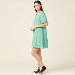 Vib's Robe Droite Broderie Anglaise Vert Menthe Femme -Robe Boutique robe droite broderie anglaise vert menthe femme d1 36125212810833921