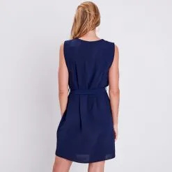 Vib's Robe Droite Ceinturée Bleu Marine Femme -Robe Boutique robe droite ceinturee bleu marine femme b 36125123700940367