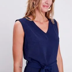Vib's Robe Droite Ceinturée Bleu Marine Femme -Robe Boutique robe droite ceinturee bleu marine femme d1 36125123700940367