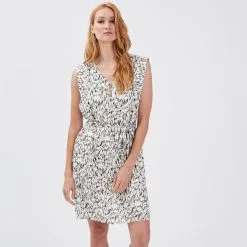 Vib's Robe Droite Ceinturée Ecru Femme