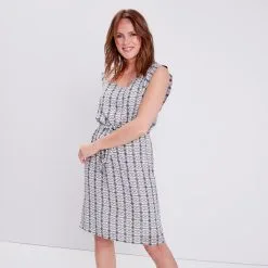 Vib's Robe Droite Ceinturée Ecru Femme