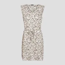 Vib's Robe Droite Ceinturée Ecru Femme -Robe Boutique robe droite ceinturee ecru femme fg 36125123700903417