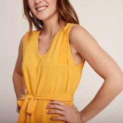 Vib's Robe Droite Ceinturée Jaune Moutarde Femme -Robe Boutique robe droite ceinturee jaune moutarde femme d1 36125123700943500