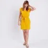 Vib's Robe Droite Ceinturée Jaune Moutarde Femme -Robe Boutique robe droite ceinturee jaune moutarde femme dc 36125133700973668