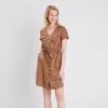 Vib's Robe Droite Ceinturée Marron Femme -Robe Boutique robe droite ceinturee marron femme dc 36125133700813591