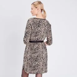 Vib's Robe Droite Ceinturée Noir Femme -Robe Boutique robe droite ceinturee noir femme b 36125153510484081