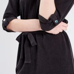 Vib's Robe Droite Ceinturée Noir Femme -Robe Boutique robe droite ceinturee noir femme d1 36125153510450100