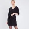 Vib's Robe Droite Ceinturée Noir Femme