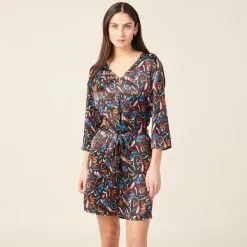 Vib's Robe Droite Ceinturée Noir Femme